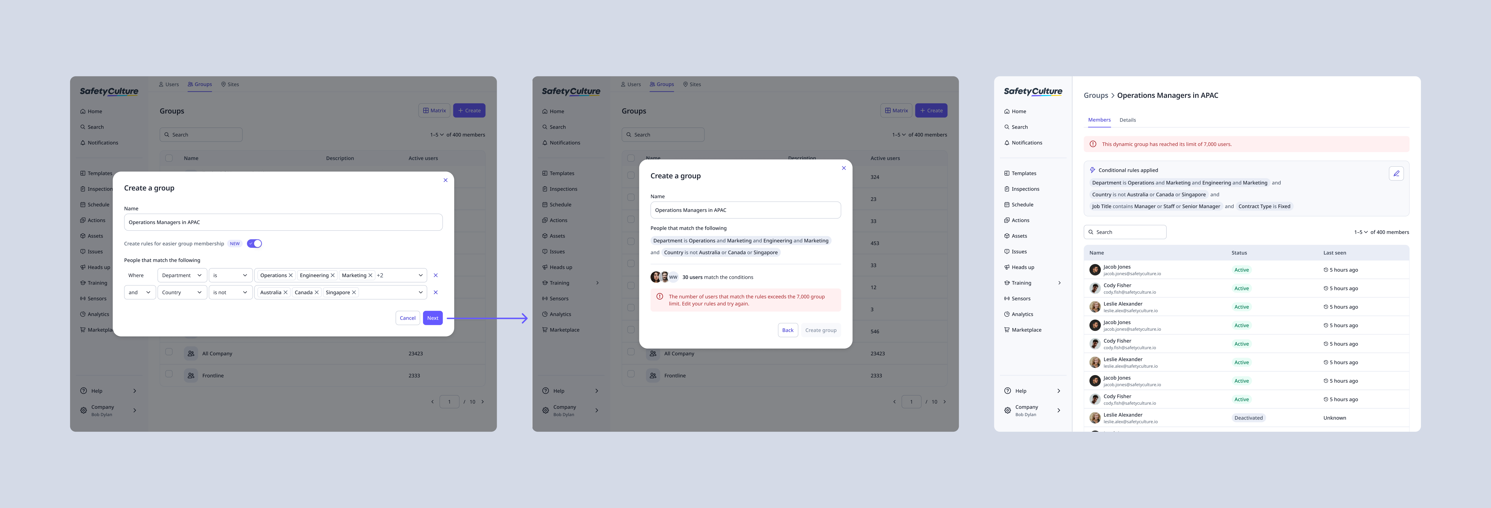 Dynamic groups configuration